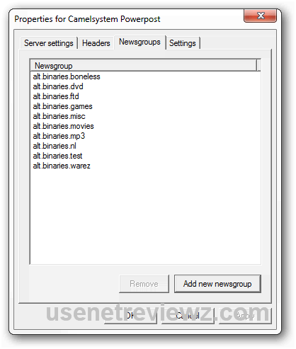 Camelsystem Newsgroup Settings