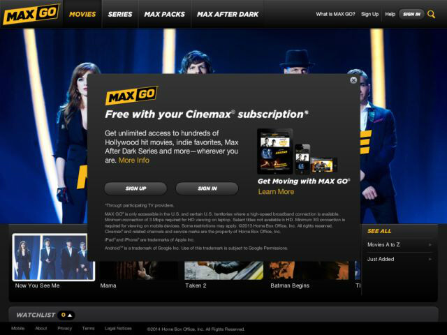 Cinemax Go Screenshot