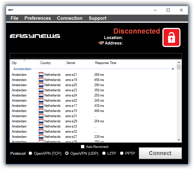 Easynews VPN skärmdump