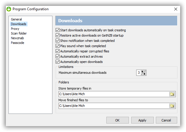 Getnzb Newsreader Program Configuration Downloads Setting