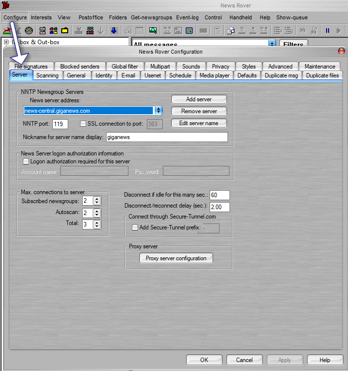 Newsrover Configure