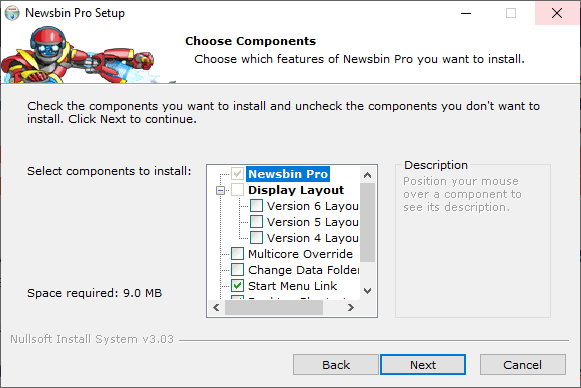 Newsbin Newsreader Choose Components Setup 2