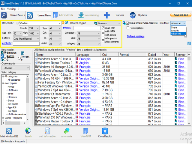 Newzfinders Advanced Search