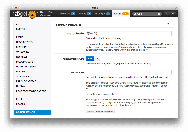 Nzbget Quick Search Settings