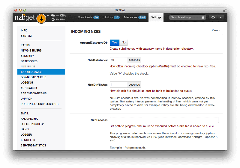 nzbget gigabit settings