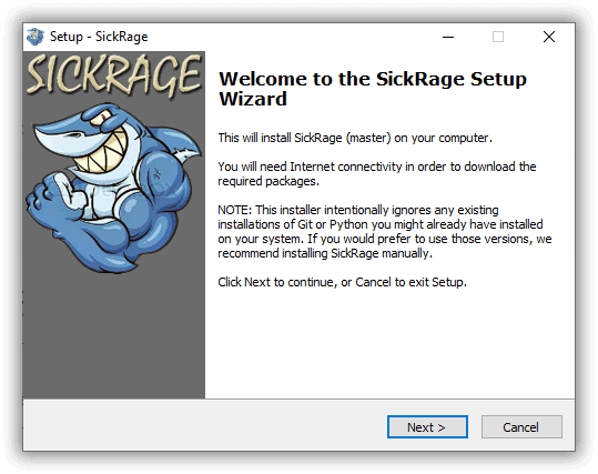 Sickrage Newsreader Installer1