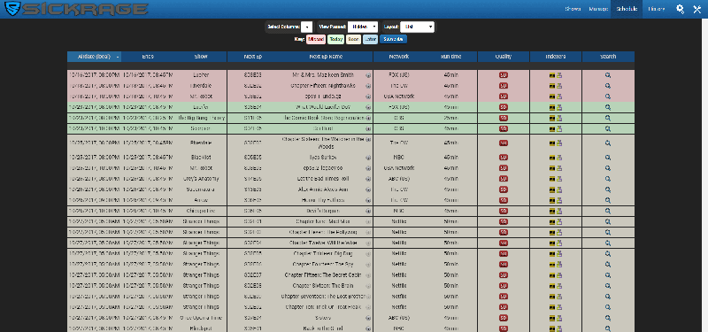 Sickrage Schedule