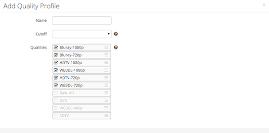 Sonarr Customizable Profile Quality